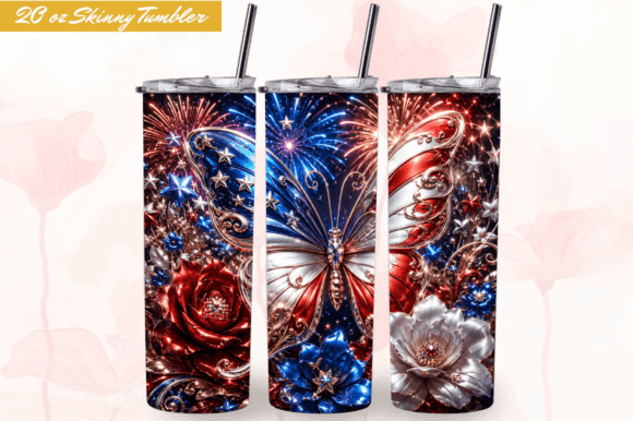 3D 4th of July Butterfly Tumbler Wraps: A Stylish Option for Sublimation Crafters