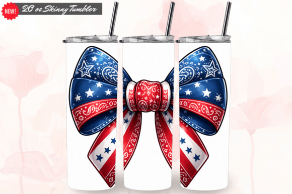 3D 4th of July Coquette Bow Tumbler Wrap: A Must-Have Design for Creative Entrepreneurs