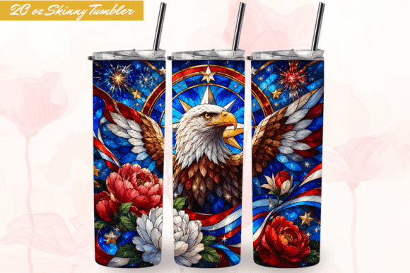3D 4th of July Eagle 20oz Tumbler Wrap