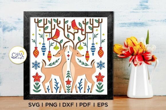 3D Christmas Deer Shadow Box SVG Guide