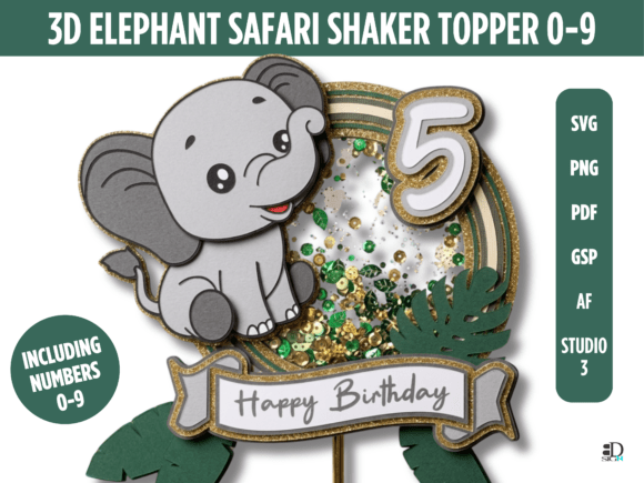 3D Elephant Safari Shaker Topper 0-9: Defining the New Standard for Jungle-Themed Celebrations