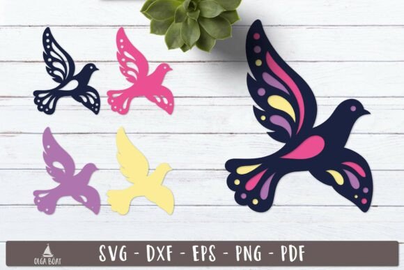 3D Flying Bird SVG Dove Pigeon Design