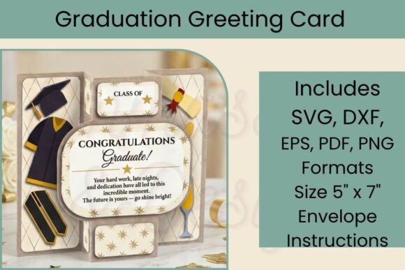 3D Graduation Card, Pop out SVG