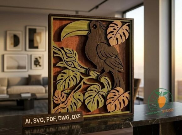 3D Layered Toucan SVG Laser Cut File
