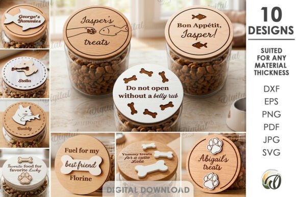 3D Pet Treats Jar Lids Bundle Laser Cut