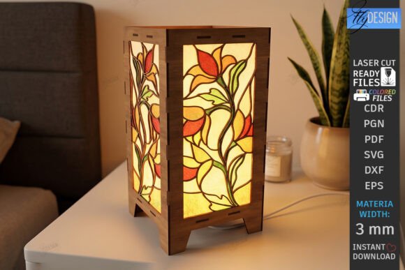 3D Stained Glass Floor Lamp Laser Cut