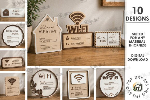 3D Wi-Fi Password Signs Bundle Laser Cut