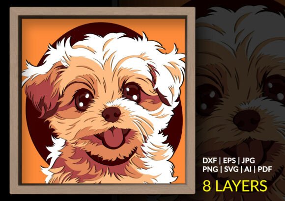 Cute Puppy Dog 3D Layered Shadow Box: Elevating Home Decor with Depth and Charm