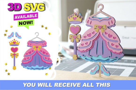 Elegant 3D Princess Outfit SVG: A Versatile Crafting Essential