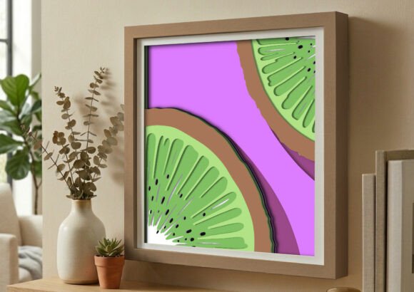 Fresh Kiwi Fruit 3D Layered Shadow Box