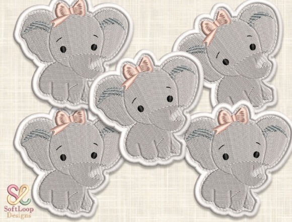 GIRL ELEPHANT Patch Embroidery Design: A Sweet Accent for Baby Projects