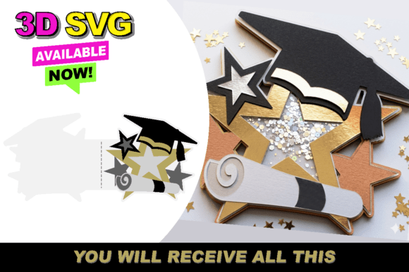 Graduation Card 3D SVG: Celebrate Success