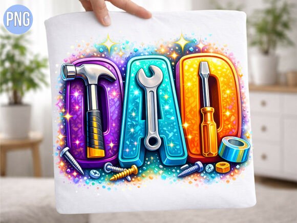 Sparkly 3D Tool Dad PNG for Father's Day: Strategic Design for Print-on-Demand and Creative Projects
