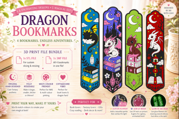 Unlocking Creativity and Commerce with Fantasy Dragon Bookmarks 3D Print Files